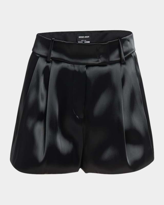 Pleated Liquid Silk Balloon Shorts